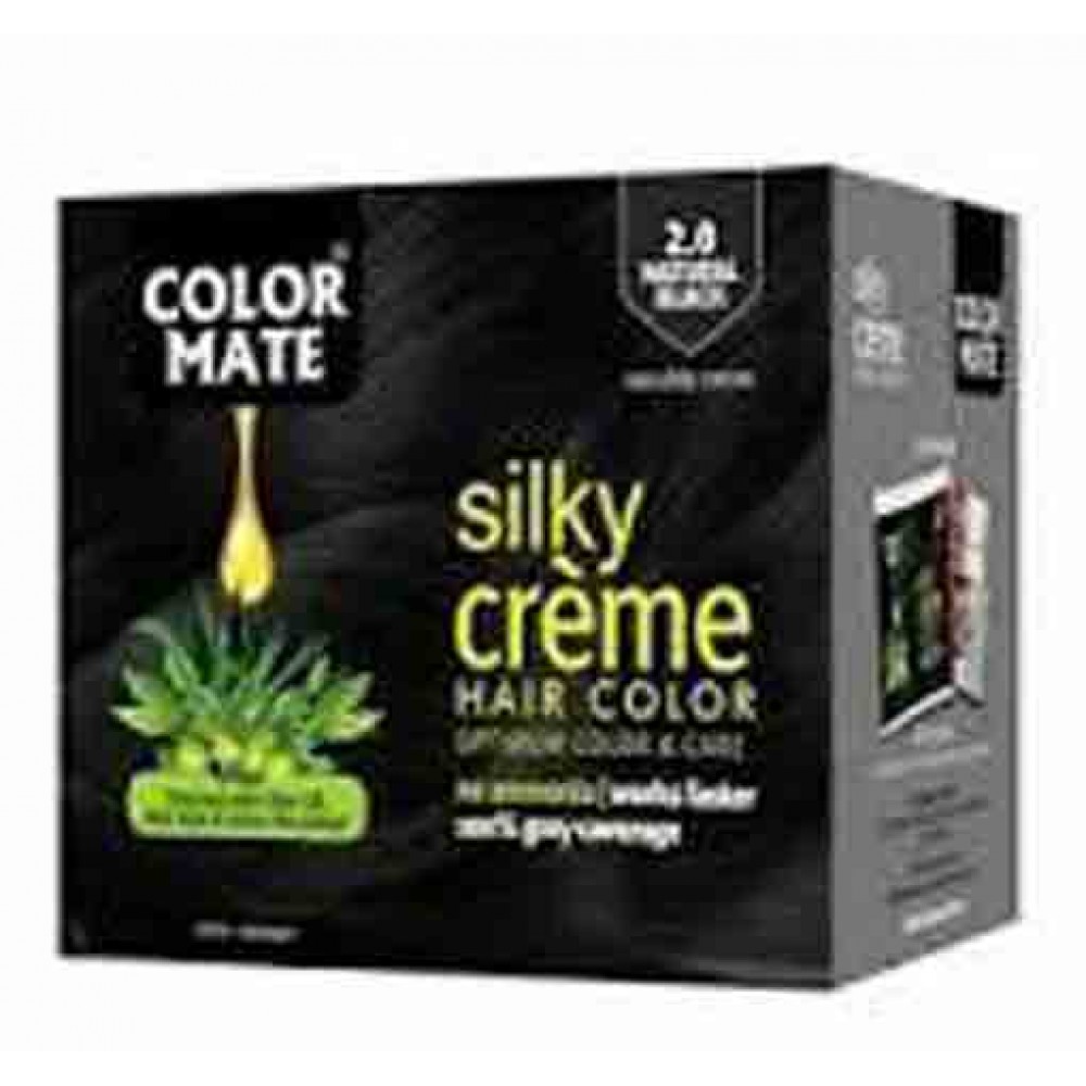 Color Mate Silky Creme Hair Color Natural Black (2.0) 55ml