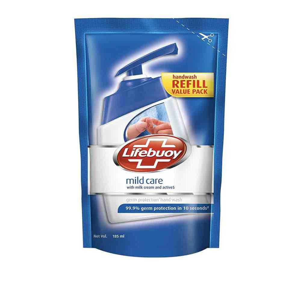 Lifebuoy Mild Care With Milk Cream And Active5 Germ Protection Hand Wash Refill 185 ml