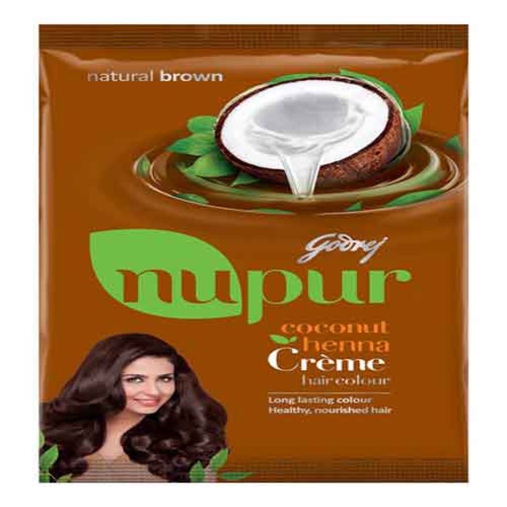 Godrej Nupur Coconut Henna CrÃ¨me Hair Colour Natural Brown 1 pkt